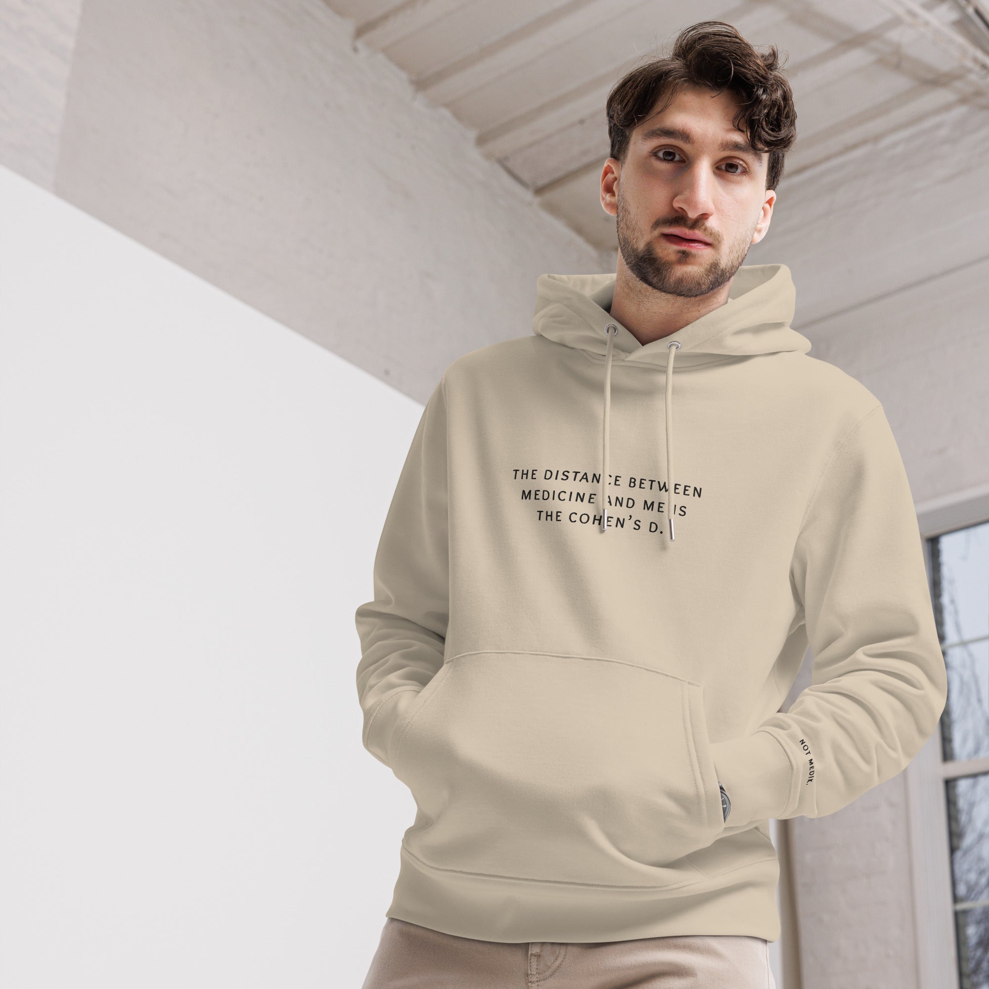 the distance between medicine and me is the cohen’s d. Premium Hoodie - not medik.