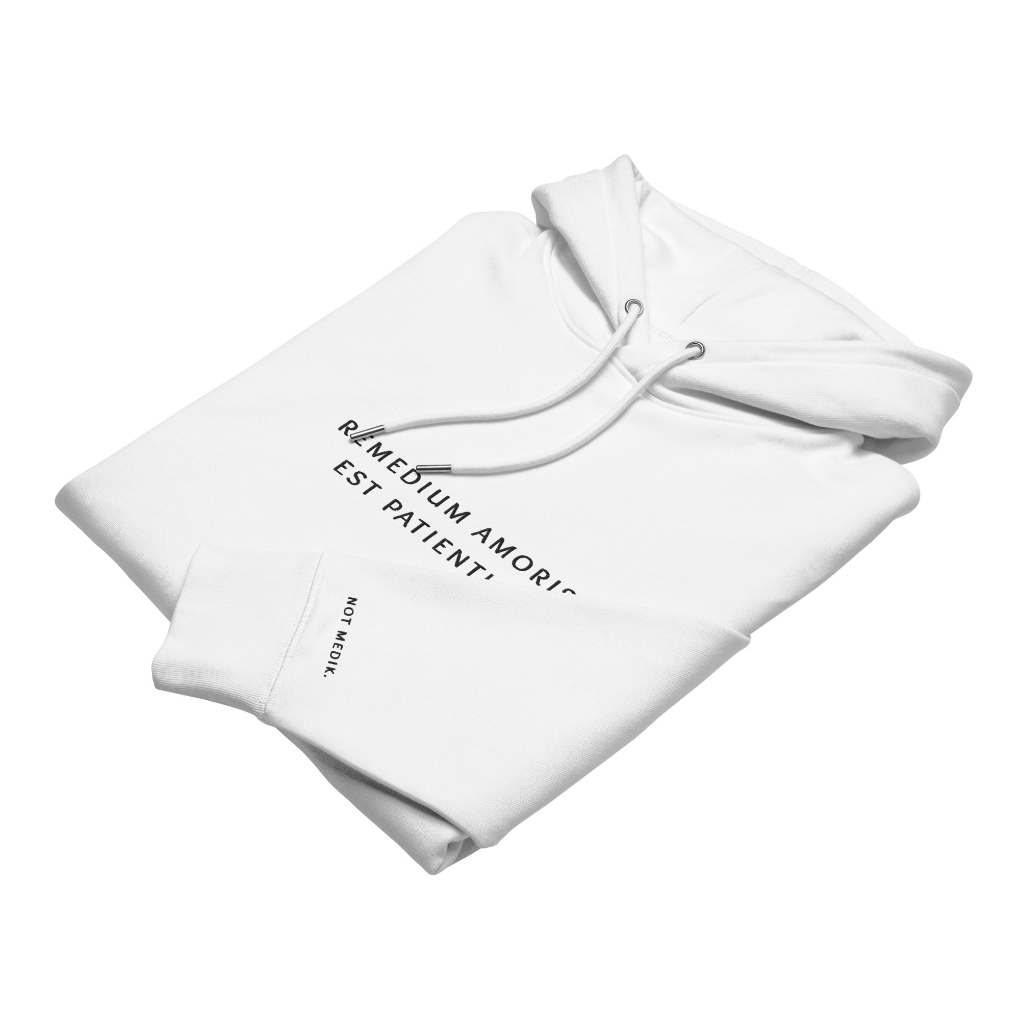 remedium amoris est patientia. Premium Hoodie - not medik.