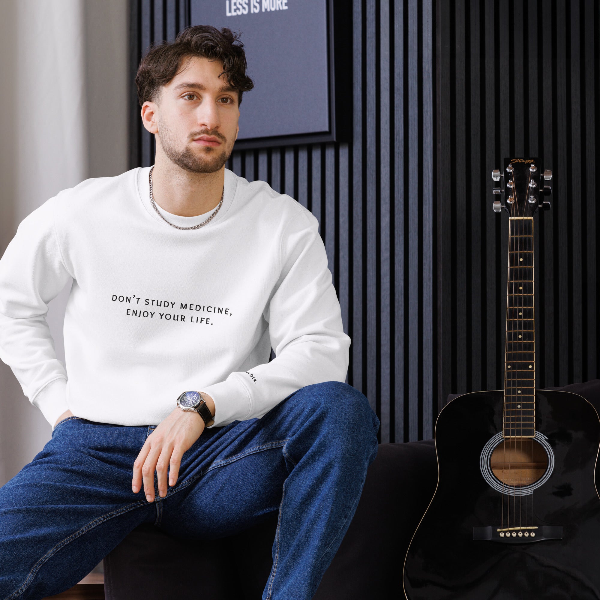 don’t study medicine, enjoy your life. Premium Sweatshirt - not medik.