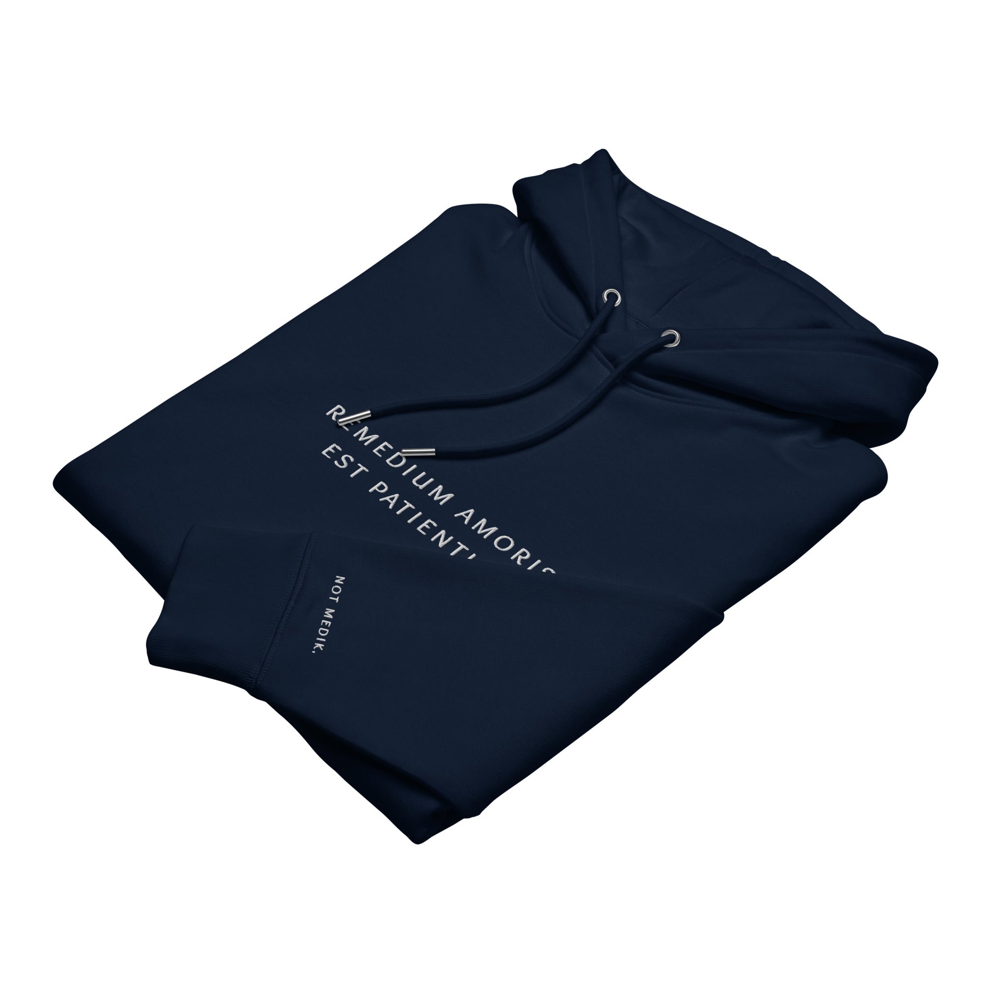 remedium amoris est patientia. Premium Hoodie - not medik.