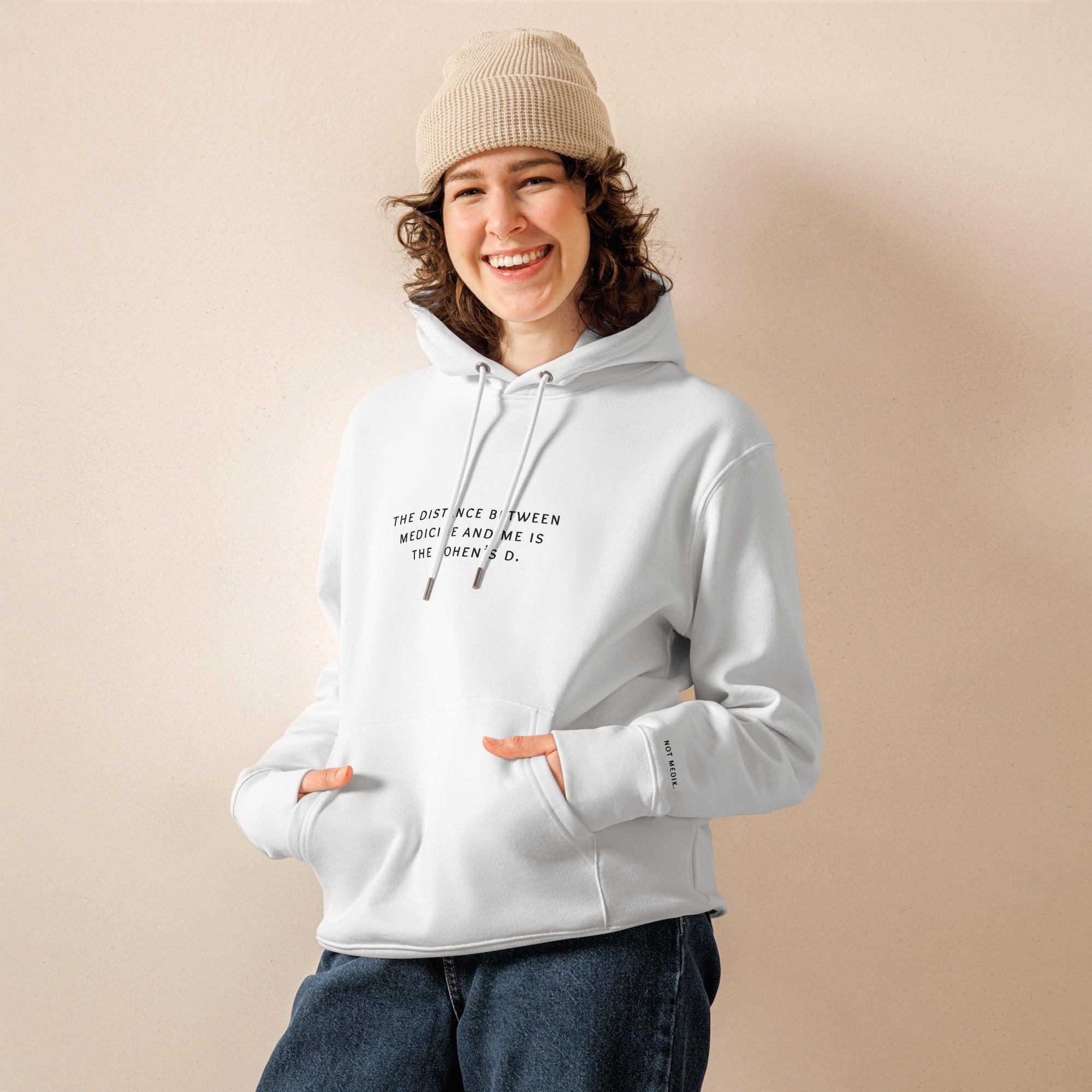 the distance between medicine and me is the cohen’s d. Premium Hoodie - not medik.